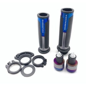 Silver Grey Universal Barracuda 22mm 7/8'' Street & Racing Moto Grips with end CNC Grip Motorcycle Handle bar CAPS/Handlebar Grips Kit - Image 3