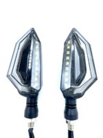 D-Shaped LED Bike Side Indicators – 18 LED KTM Style Turn Signals | Universal Fit | Yellow & Blue Light - Image 2