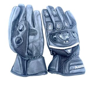 Genuine Leather Mesh Motorcycle Gloves – Summer Riding Gloves with ABS Knuckle Protection & Touch Grip